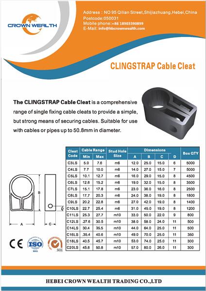 Clingstrap cable cleat catalog details
