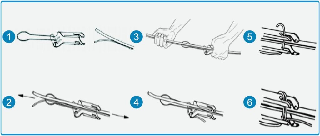 Usage and assembly method of CATV drop wire clamp